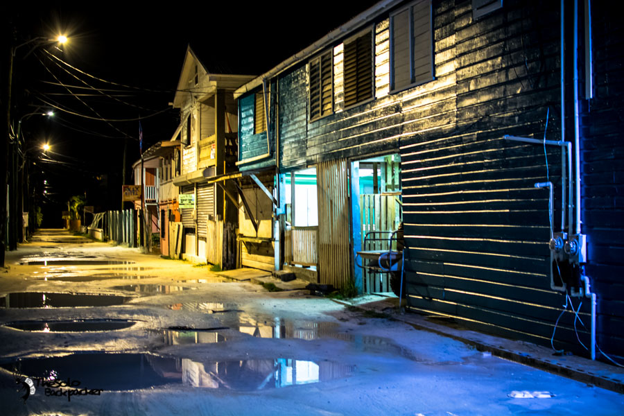 Caye Caulker at night Belize backpacking itinerary